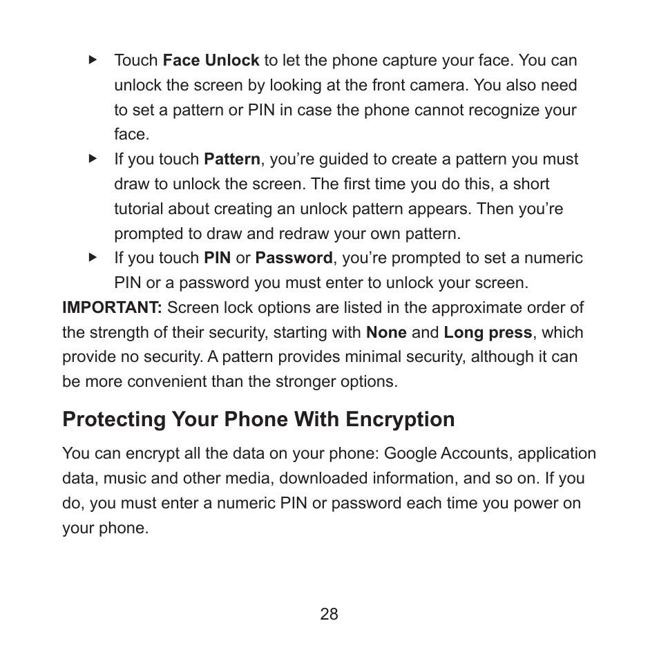 Protecting your phone with encryption | ZTE ZMAX User Manual | Page 30 / 172
