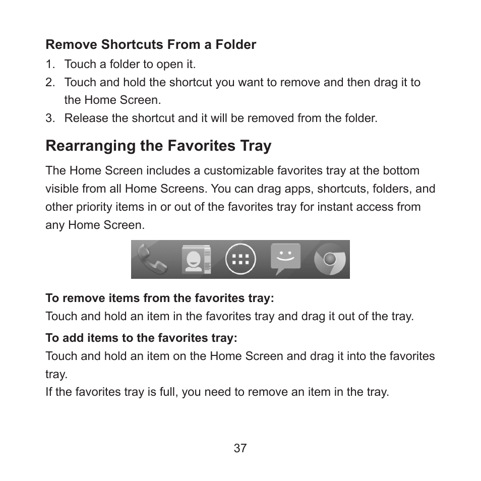 Rearranging the favorites tray | ZTE ZMAX User Manual | Page 39 / 172