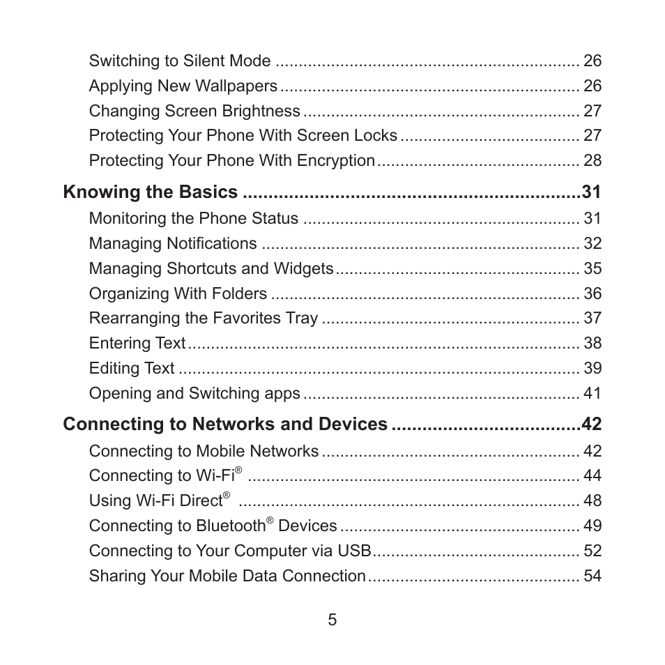 Knowing the basics, Connecting to networks and devices | ZTE ZMAX User Manual | Page 7 / 172
