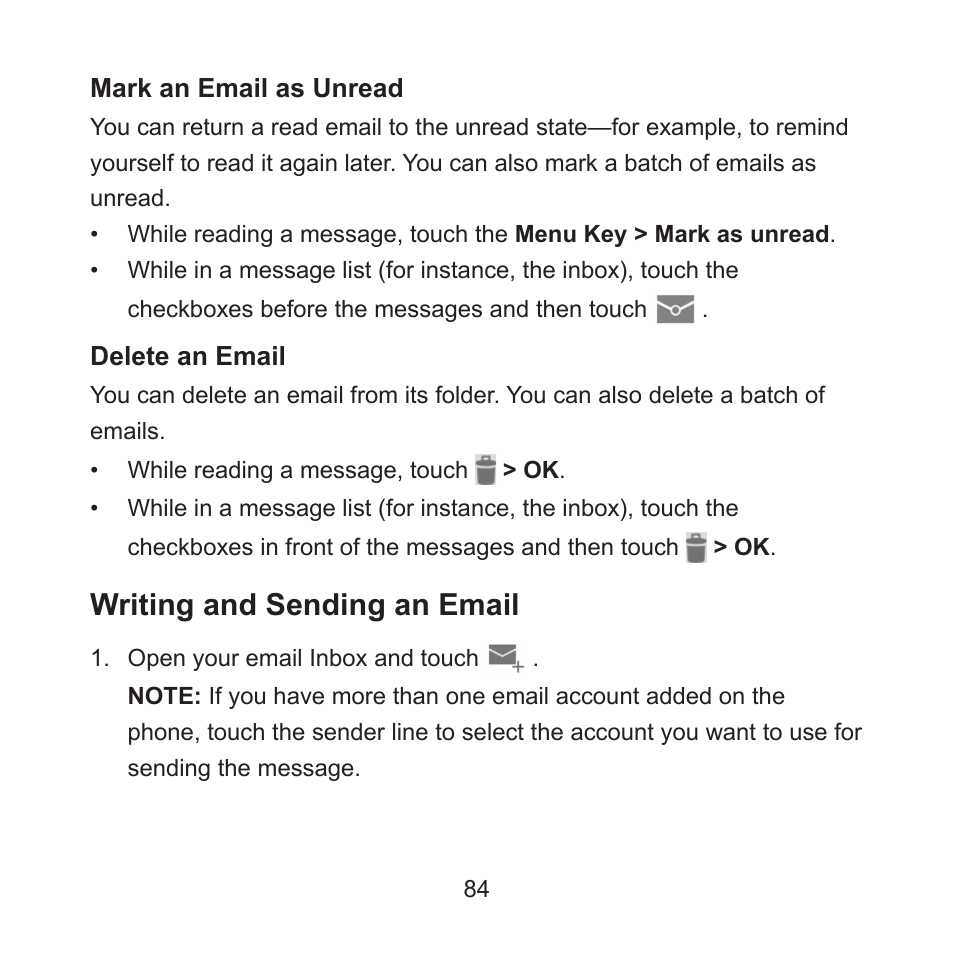 Writing and sending an email | ZTE ZMAX User Manual | Page 86 / 172