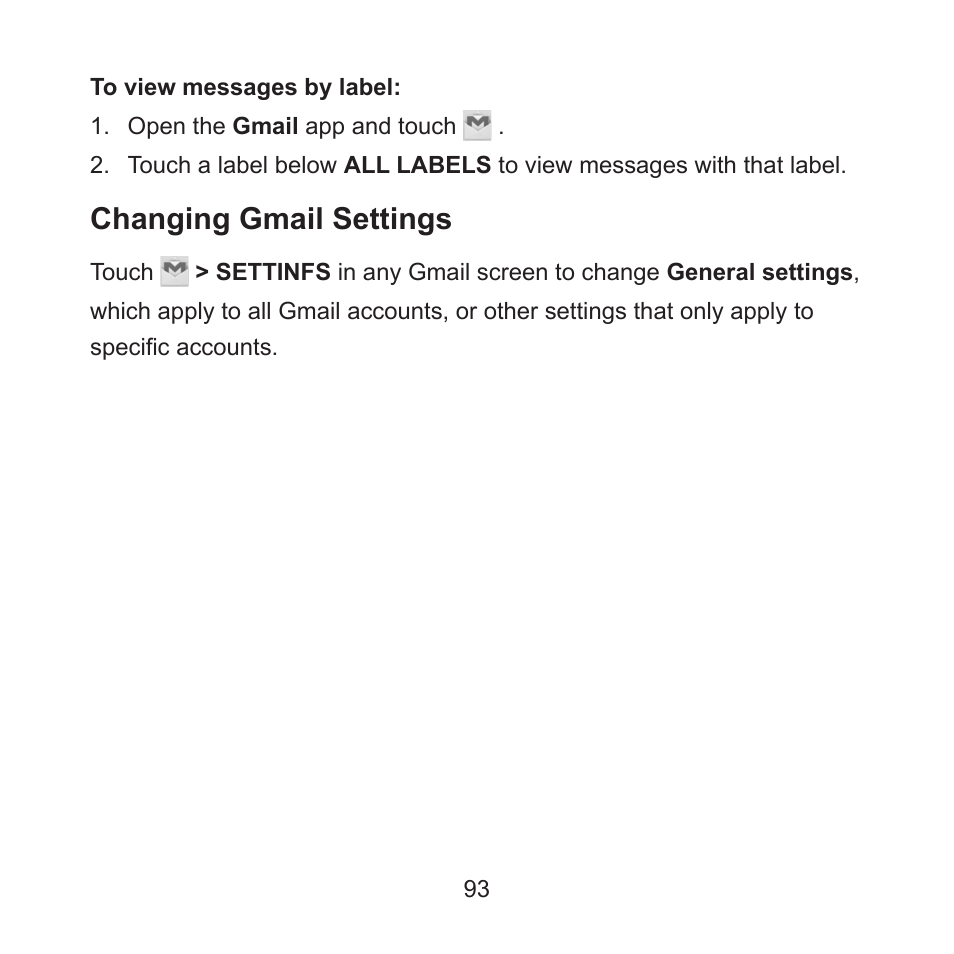 Changing gmail settings | ZTE ZMAX User Manual | Page 95 / 172
