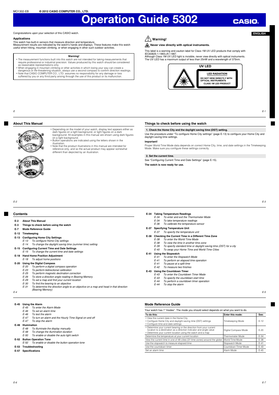 G-Shock 5302 User Manual | 8 pages