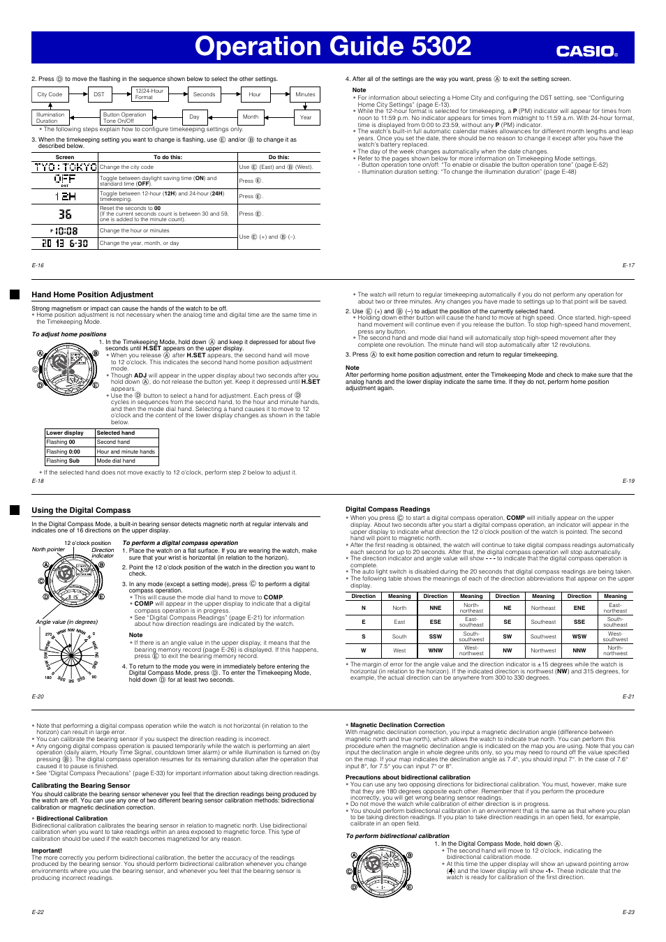 Operation guide 5302 | G-Shock 5302 User Manual | Page 3 / 8