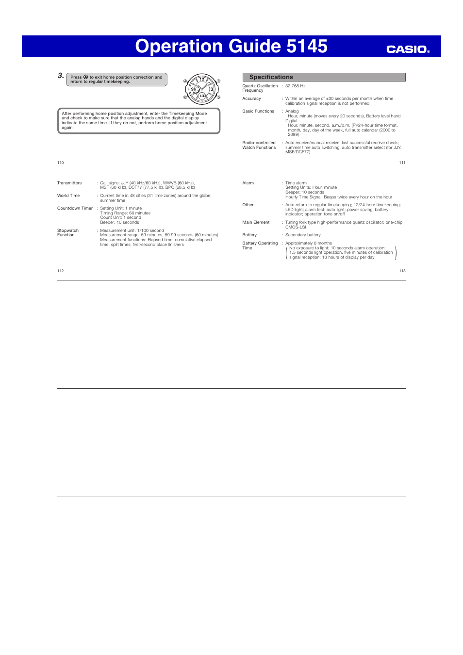 Operation guide 5145 | G-Shock GA110SN User Manual | Page 12 / 12