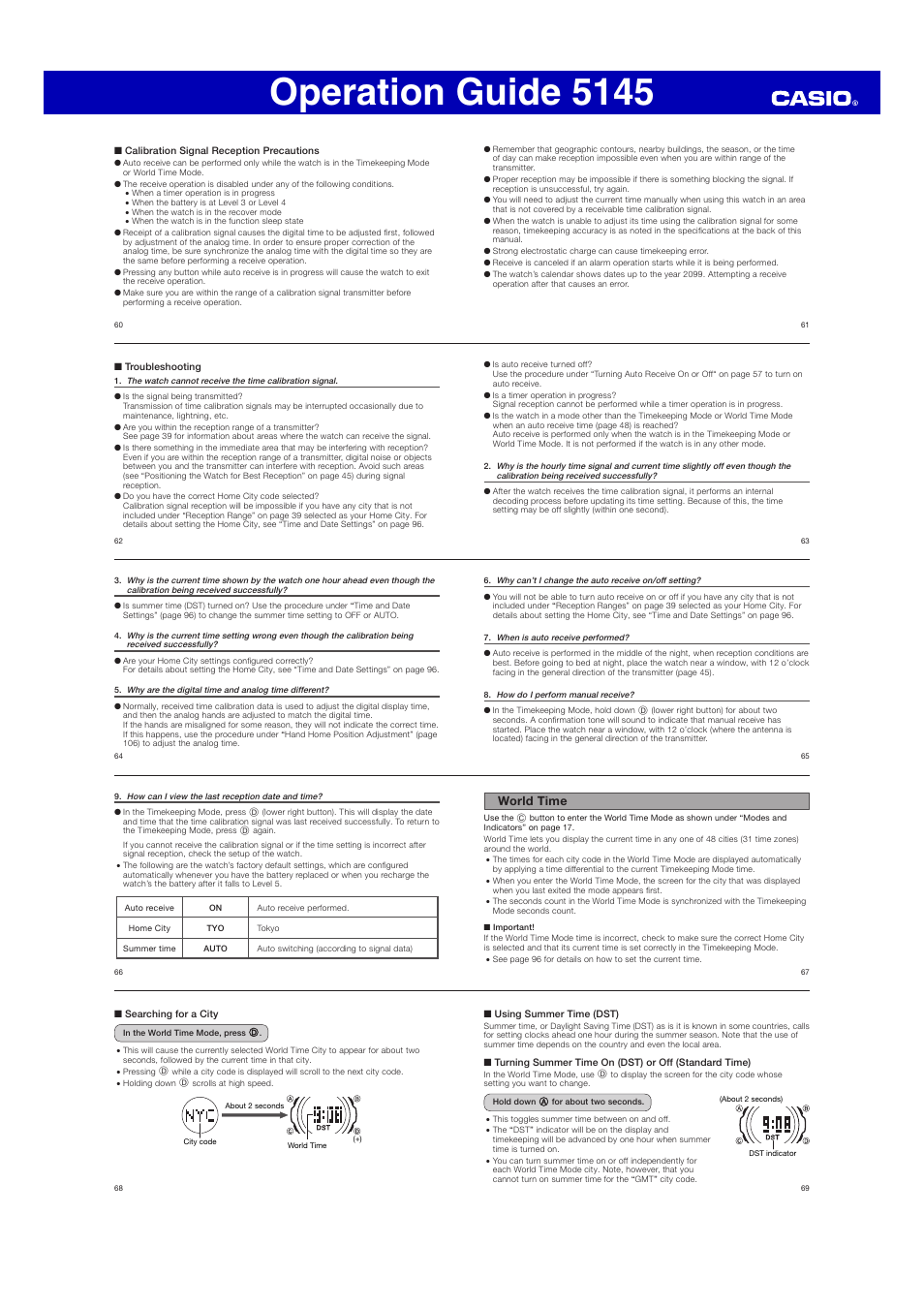 Operation guide 5145, World time | G-Shock GA110SN User Manual | Page 7 / 12