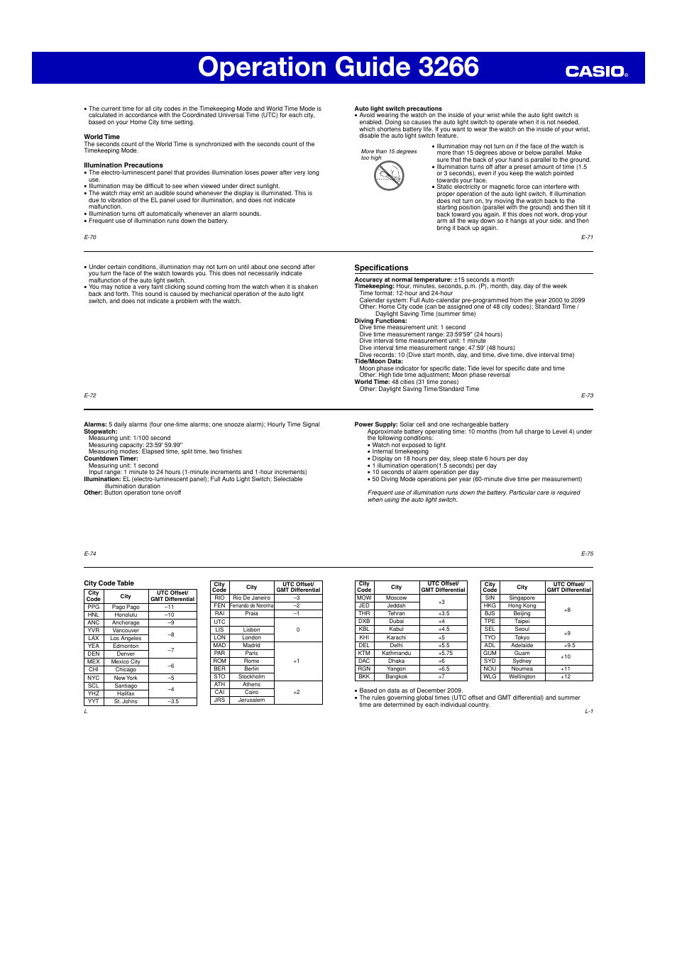 Operation guide 3266 | G-Shock 3266 User Manual | Page 8 / 8