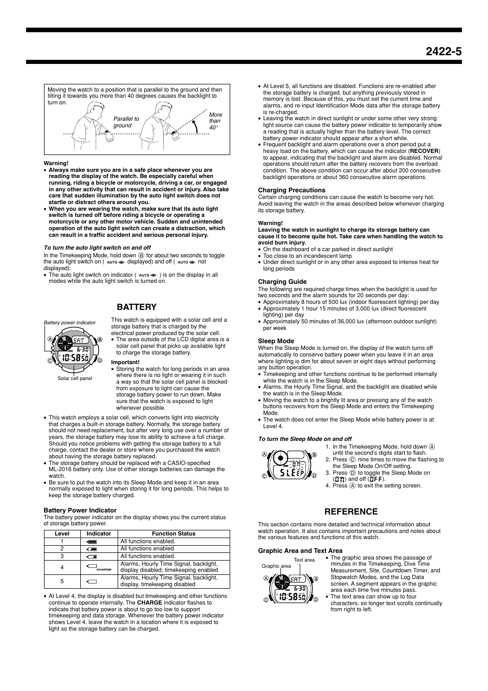 Battery, Reference | G-Shock GW-225E-7 User Manual | Page 5 / 6