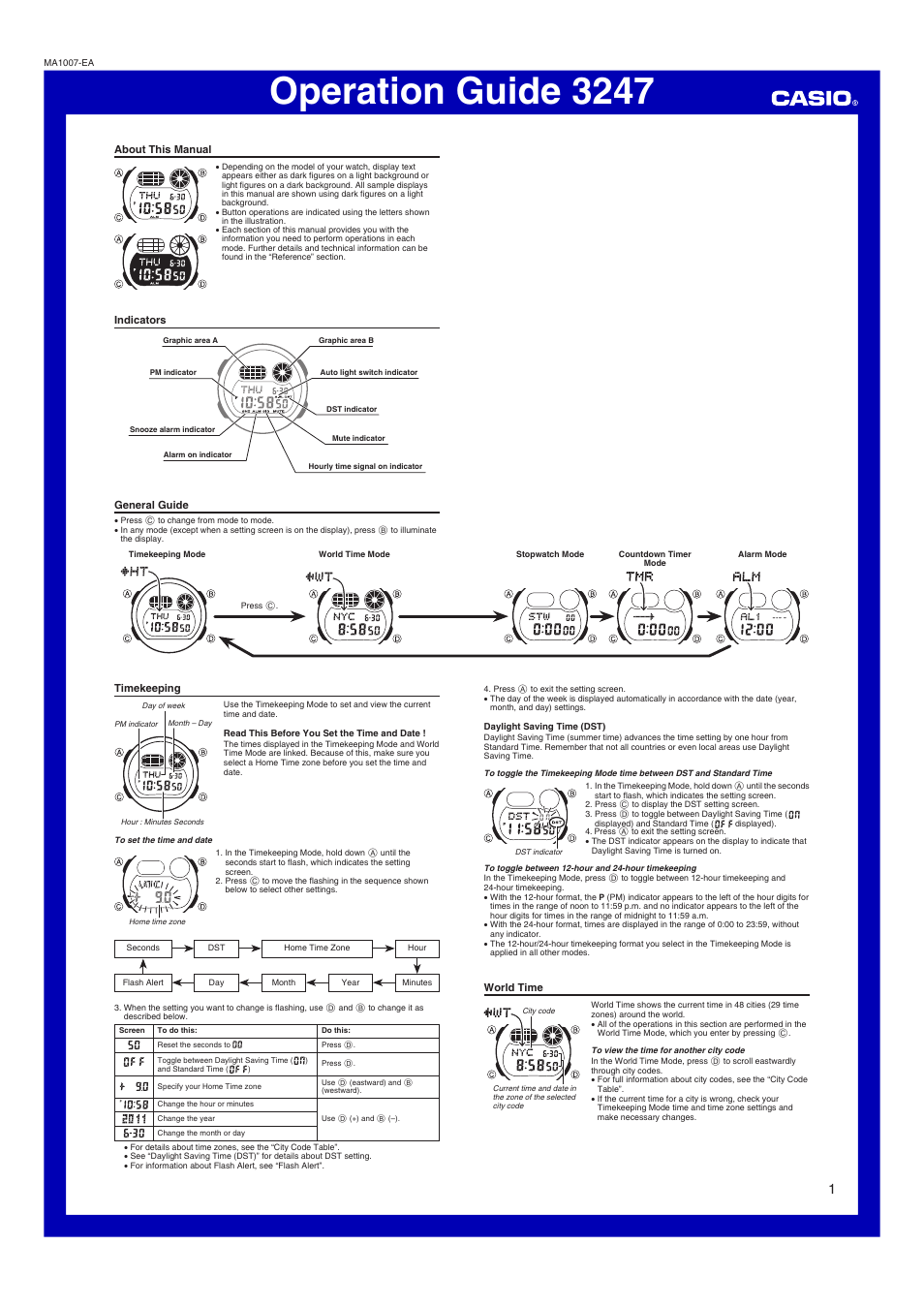 G-Shock G-001HC-3 User Manual | 4 pages