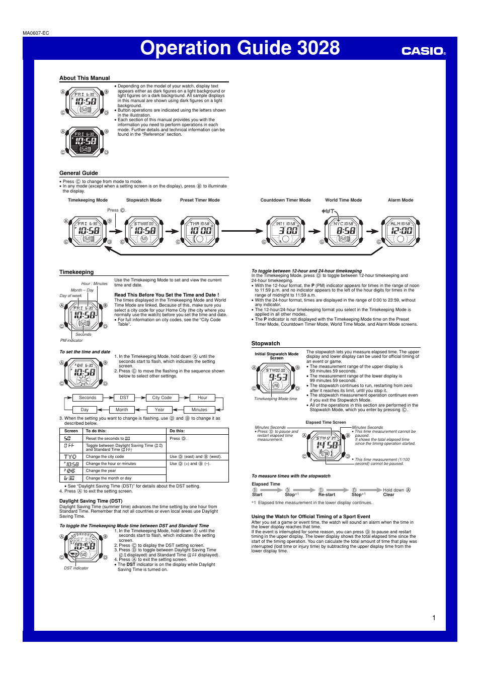 G-Shock G-056RE-9 User Manual | 4 pages