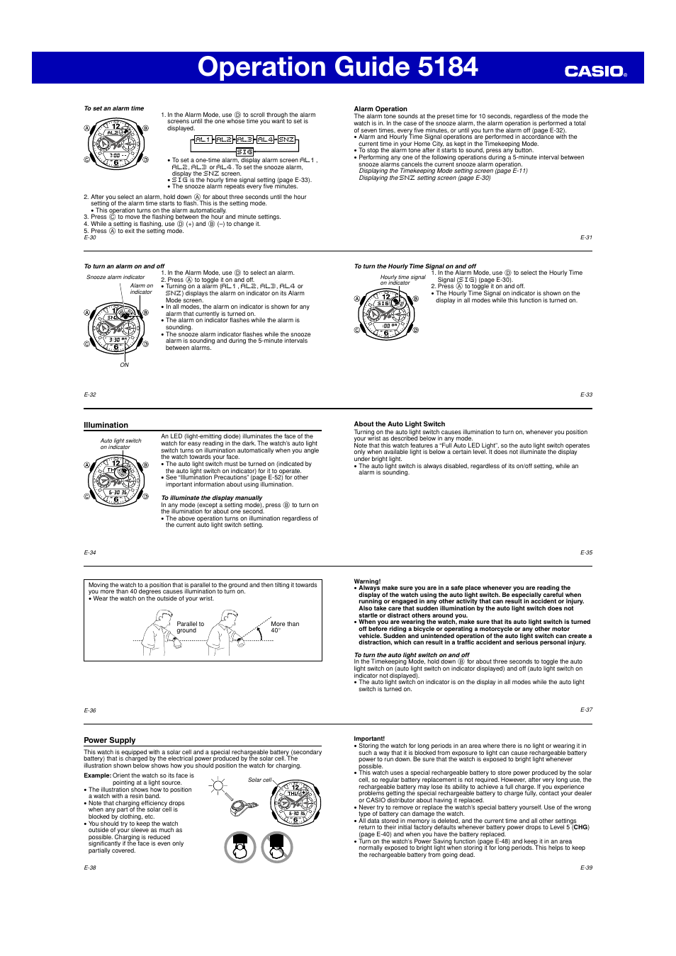 Operation guide 5184 | G-Shock 5184 User Manual | Page 4 / 6