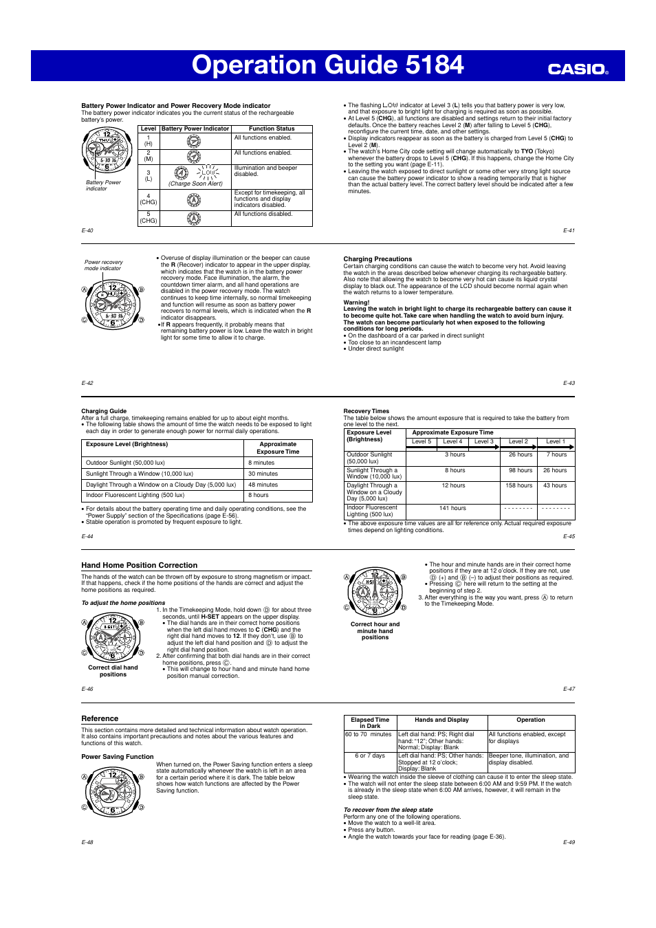 Operation guide 5184 | G-Shock 5184 User Manual | Page 5 / 6