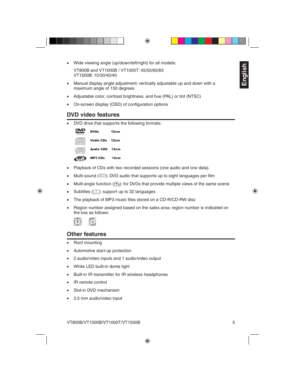 English | Clarion VT1000T User Manual | Page 5 / 39