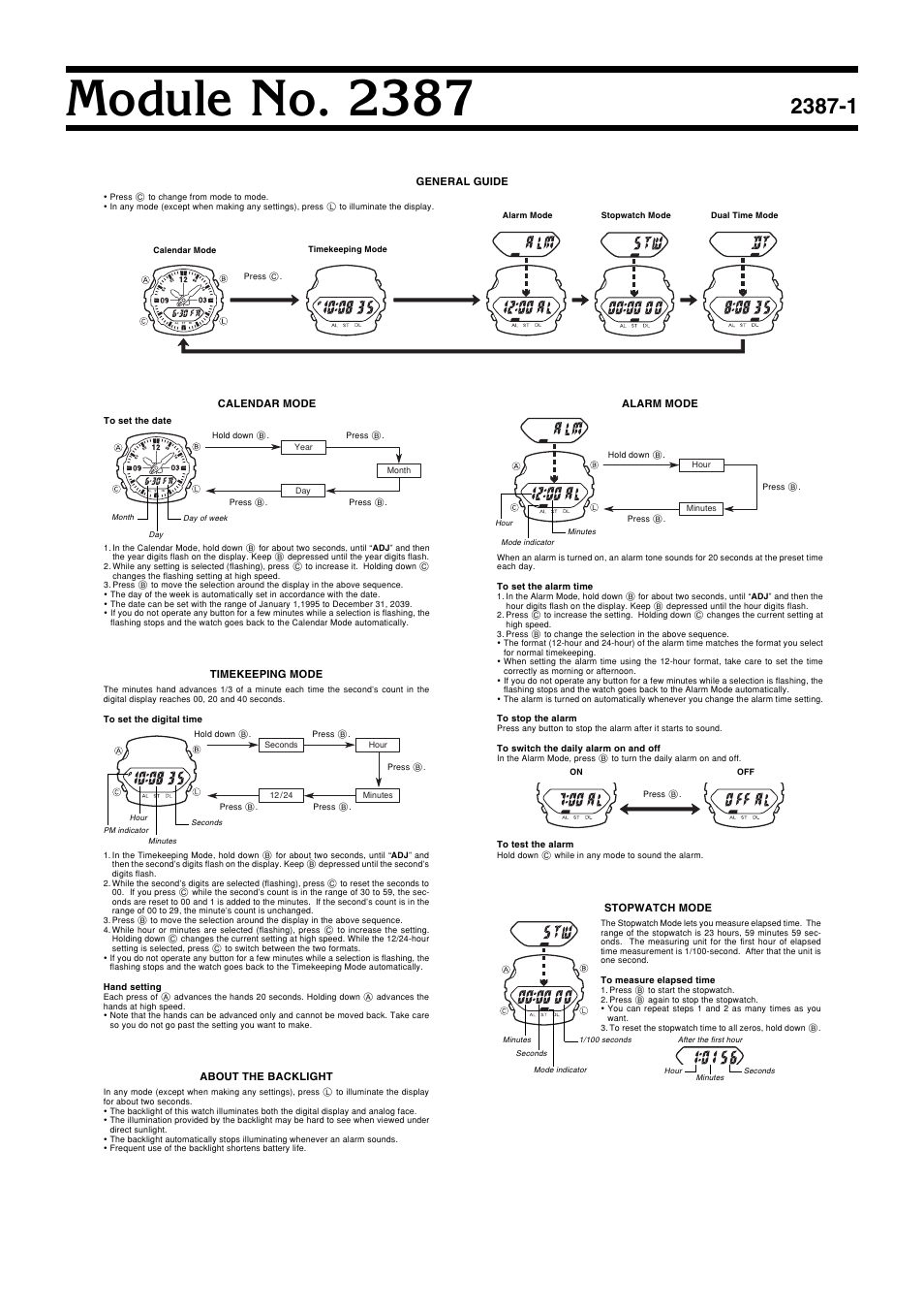 G-Shock 2387 User Manual | 2 pages