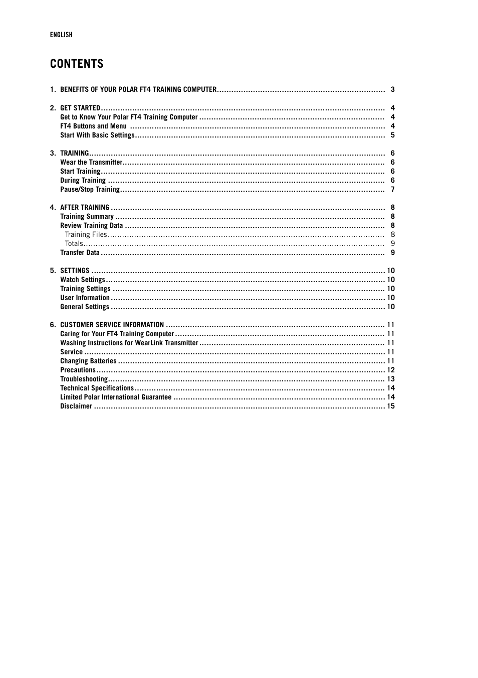 POLAR FT4 User Manual | Page 2 / 16