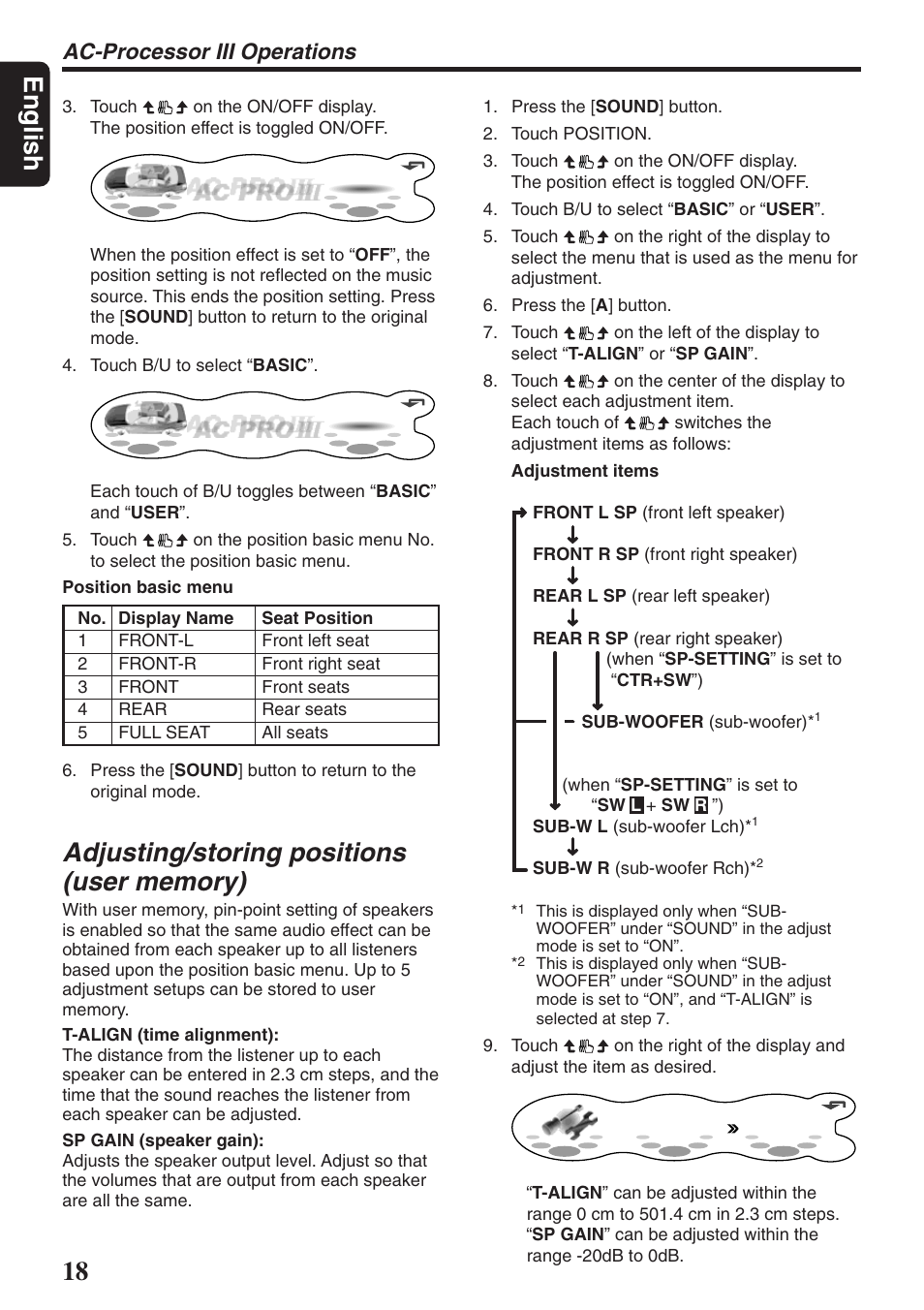 English, Ac-processor iii operations | Clarion DXZ946MP User Manual | Page 18 / 59