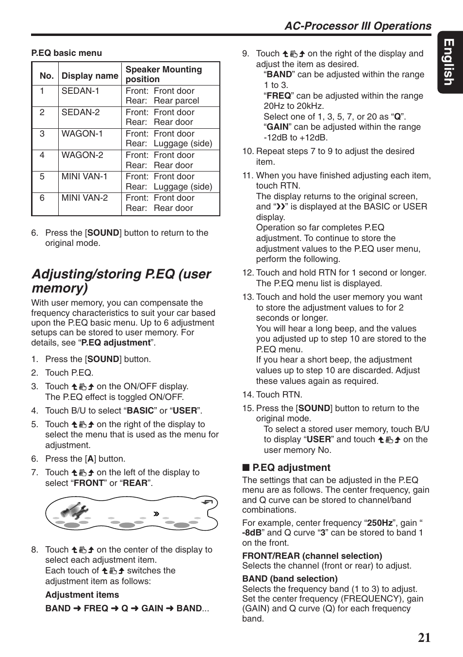 21 english, Ac-processor iii operations | Clarion DXZ946MP User Manual | Page 21 / 59