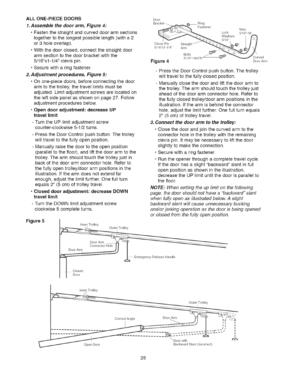All one-piece doors | Craftsman 1/2 HP GARAGE DOOR OPENER MODEL 139.5364812 User Manual | Page 26 / 40
