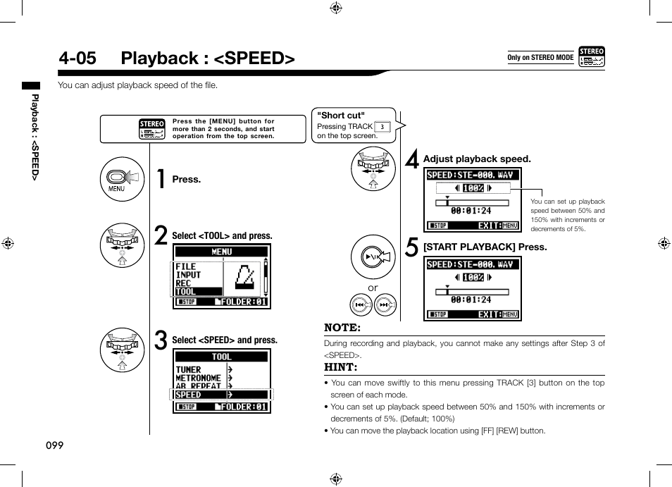 05 playback : <speed | Zoom H4n User Manual | Page 100 / 156