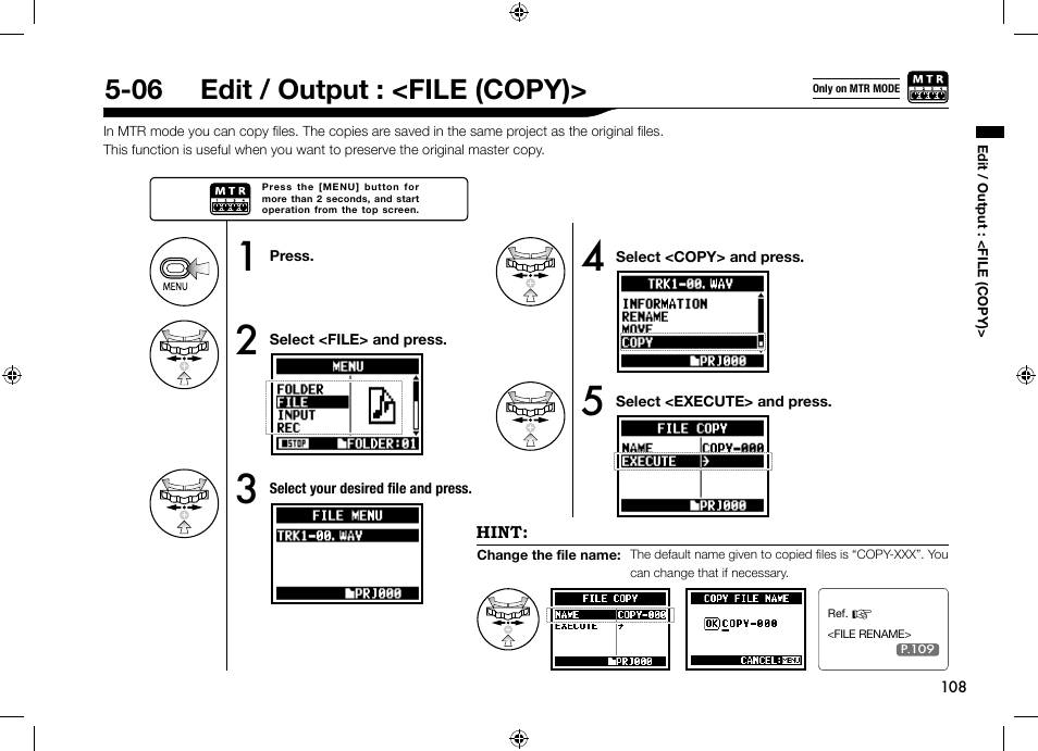 06 edit / output : <file (copy) | Zoom H4n User Manual | Page 109 / 156