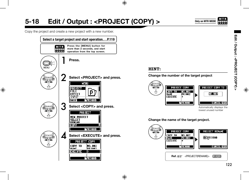 18 edit / output : <project (copy) | Zoom H4n User Manual | Page 123 / 156