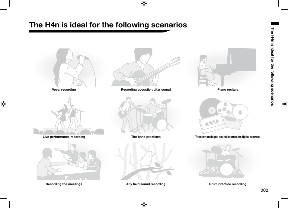 The h4n is ideal for the following scenarios | Zoom H4n User Manual | Page 3 / 156
