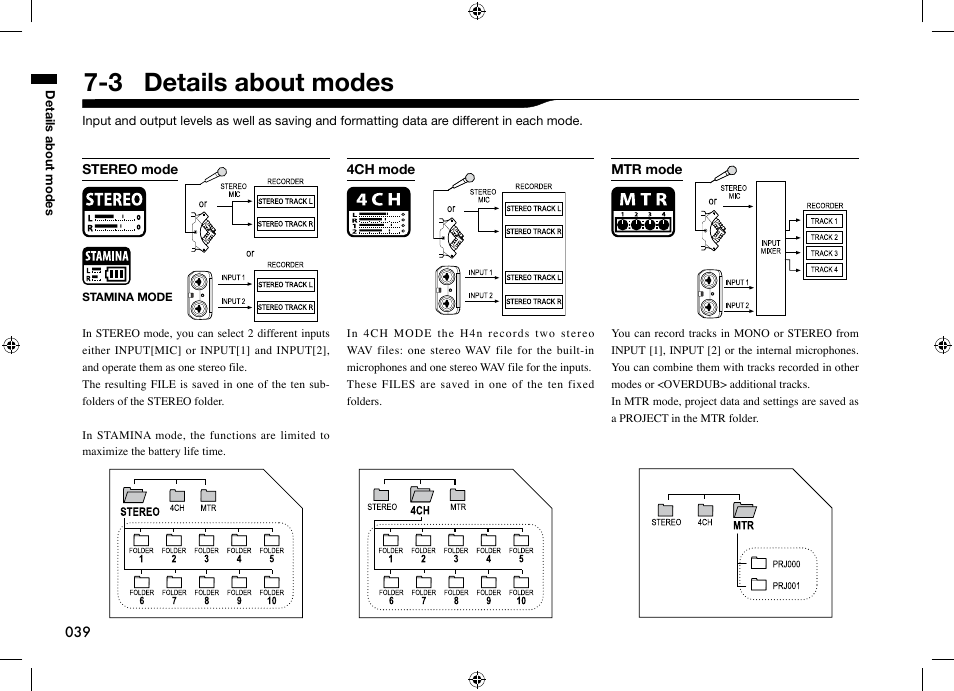 3 details about modes | Zoom H4n User Manual | Page 40 / 156