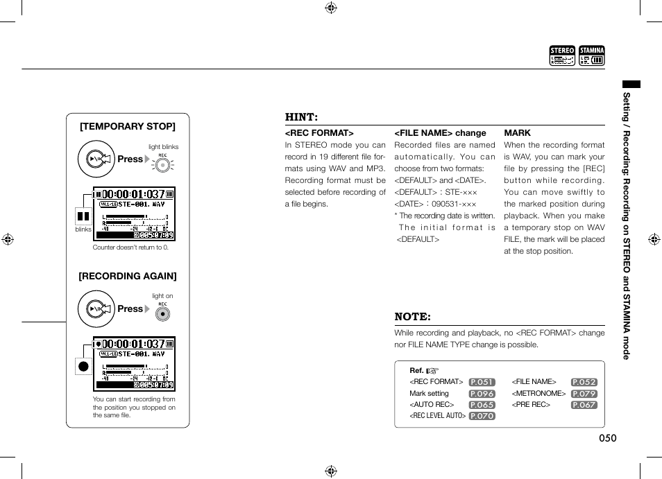 Hint | Zoom H4n User Manual | Page 51 / 156