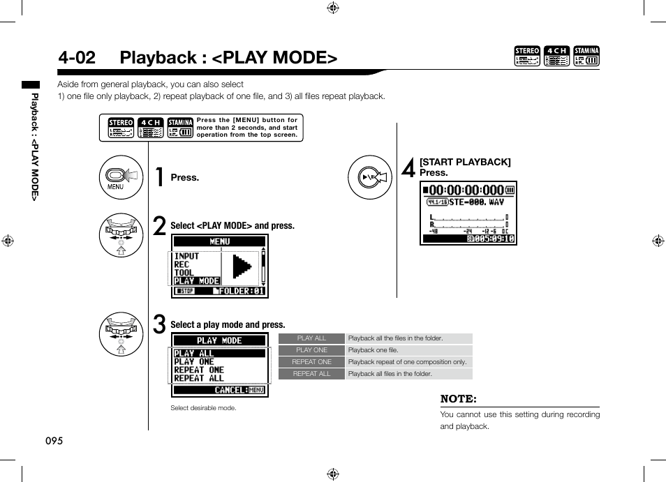 02 playback : <play mode | Zoom H4n User Manual | Page 96 / 156