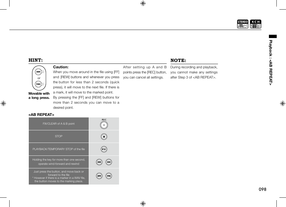 Hint | Zoom H4n User Manual | Page 99 / 156