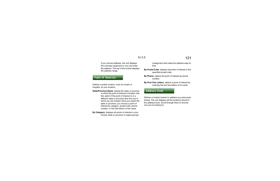 N.i.c.e | Clarion Navigation In-Car Entertainment User Manual | Page 121 / 147
