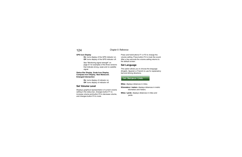 Chapter 9: reference, Set volume level, Set language | Clarion Navigation In-Car Entertainment User Manual | Page 124 / 147