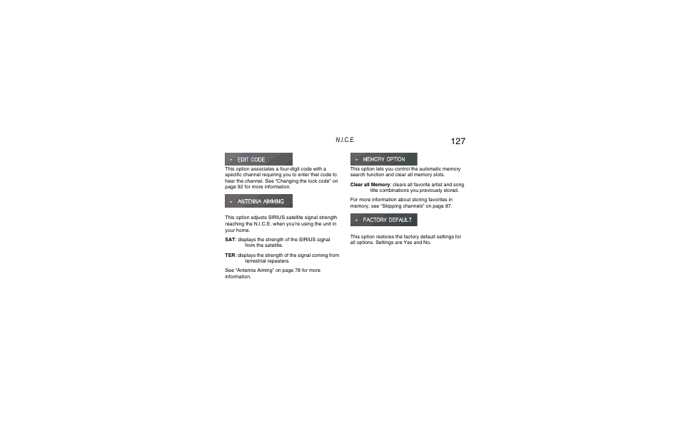 N.i.c.e | Clarion Navigation In-Car Entertainment User Manual | Page 127 / 147