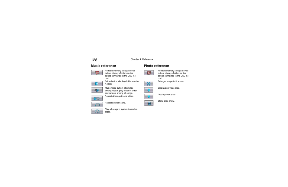 Music reference, Photo reference | Clarion Navigation In-Car Entertainment User Manual | Page 128 / 147