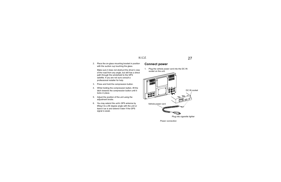 Connect power, N.i.c.e | Clarion Navigation In-Car Entertainment User Manual | Page 27 / 147