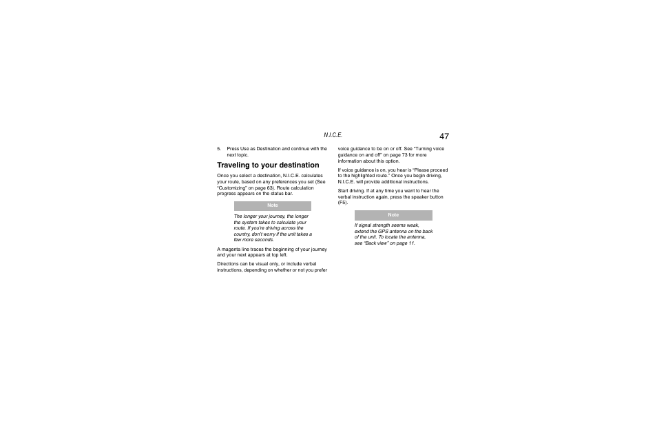 Traveling to your destination | Clarion Navigation In-Car Entertainment User Manual | Page 47 / 147