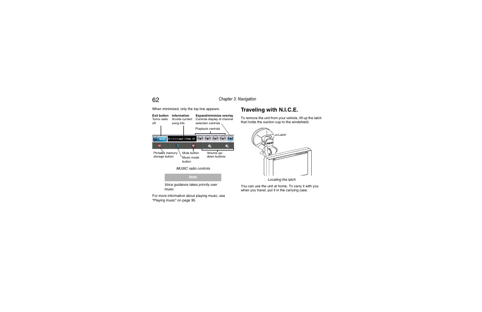 Traveling with n.i.c.e, Chapter 3: navigation, Latch | Clarion Navigation In-Car Entertainment User Manual | Page 62 / 147