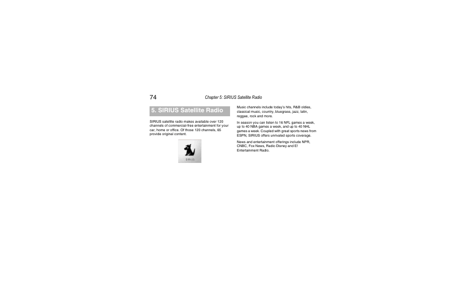 Sirius satellite radio | Clarion Navigation In-Car Entertainment User Manual | Page 74 / 147
