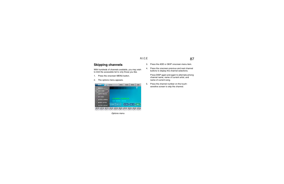 Skipping channels | Clarion Navigation In-Car Entertainment User Manual | Page 87 / 147
