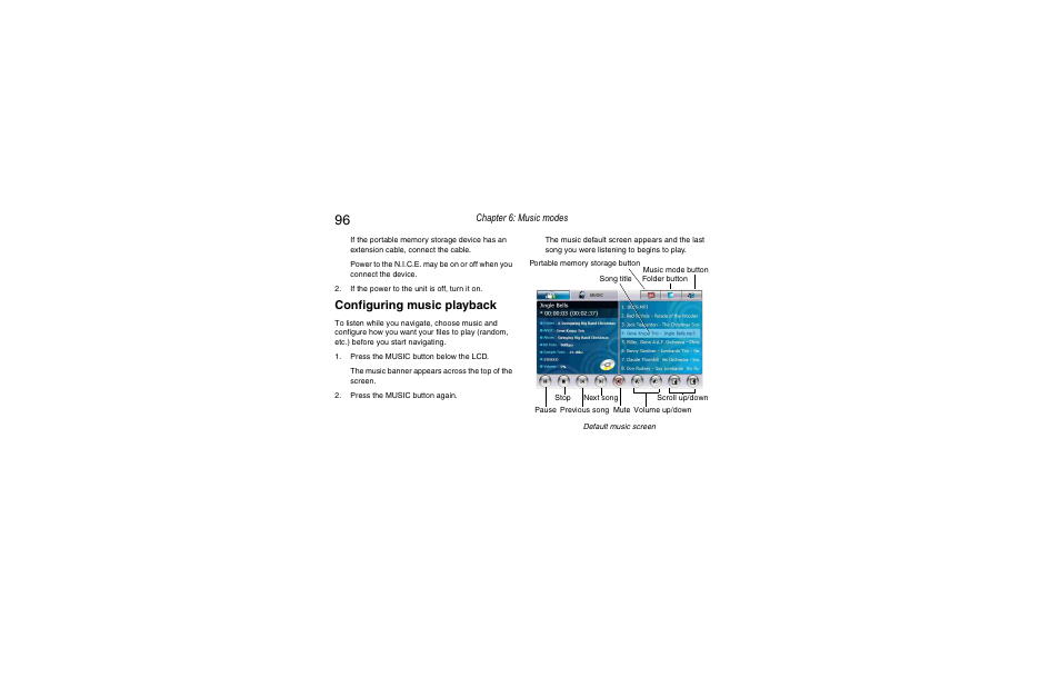 Configuring music playback, Chapter 6: music modes | Clarion Navigation In-Car Entertainment User Manual | Page 96 / 147