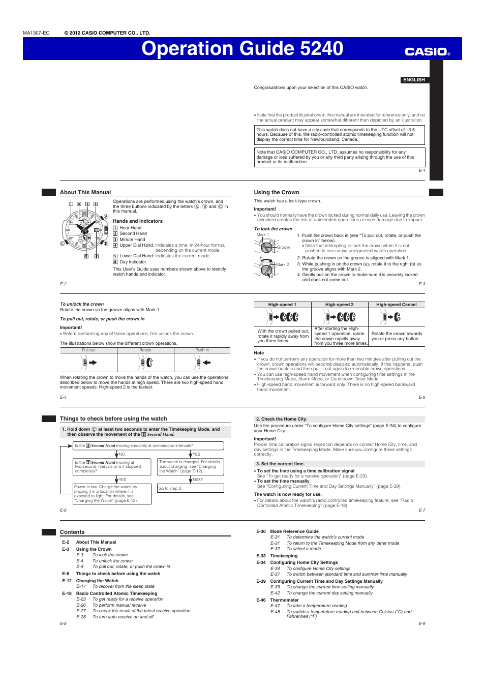 G-Shock GW-A1100 User Manual | 9 pages