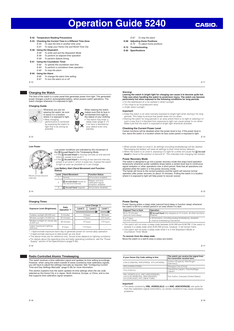 Operation guide 5240 | G-Shock GW-A1100 User Manual | Page 2 / 9