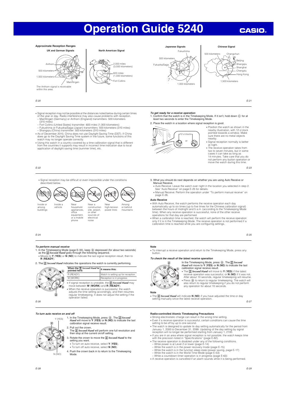 Operation guide 5240 | G-Shock GW-A1100 User Manual | Page 3 / 9