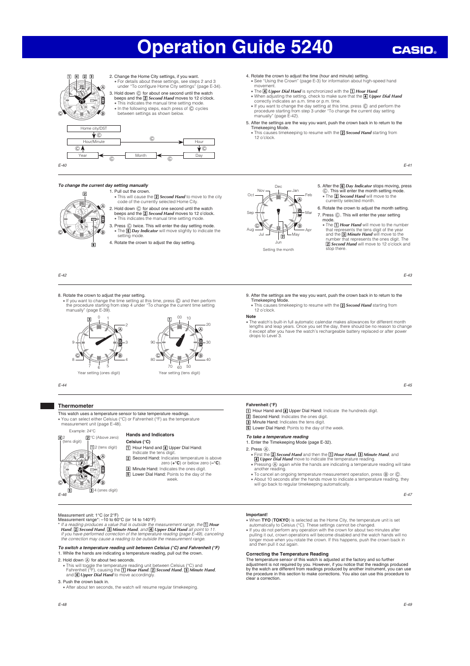 Operation guide 5240 | G-Shock GW-A1100 User Manual | Page 5 / 9