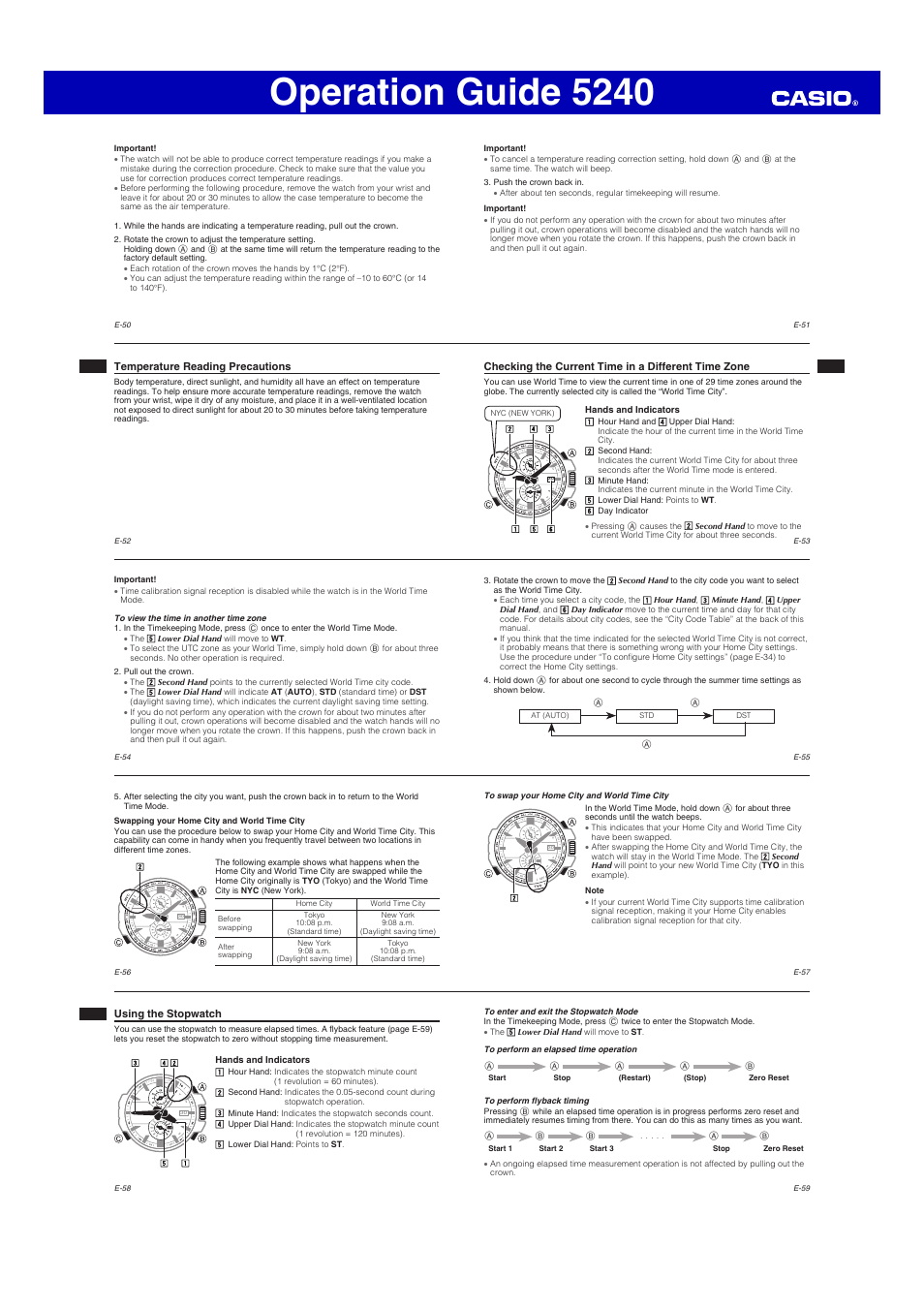 Operation guide 5240 | G-Shock GW-A1100 User Manual | Page 6 / 9