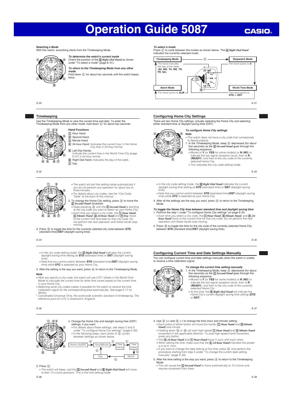 Operation guide 5087 | G-Shock GW-4000 User Manual | Page 4 / 8