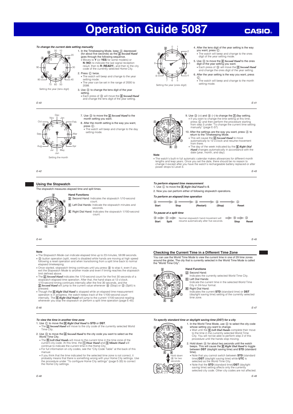 Operation guide 5087 | G-Shock GW-4000 User Manual | Page 5 / 8