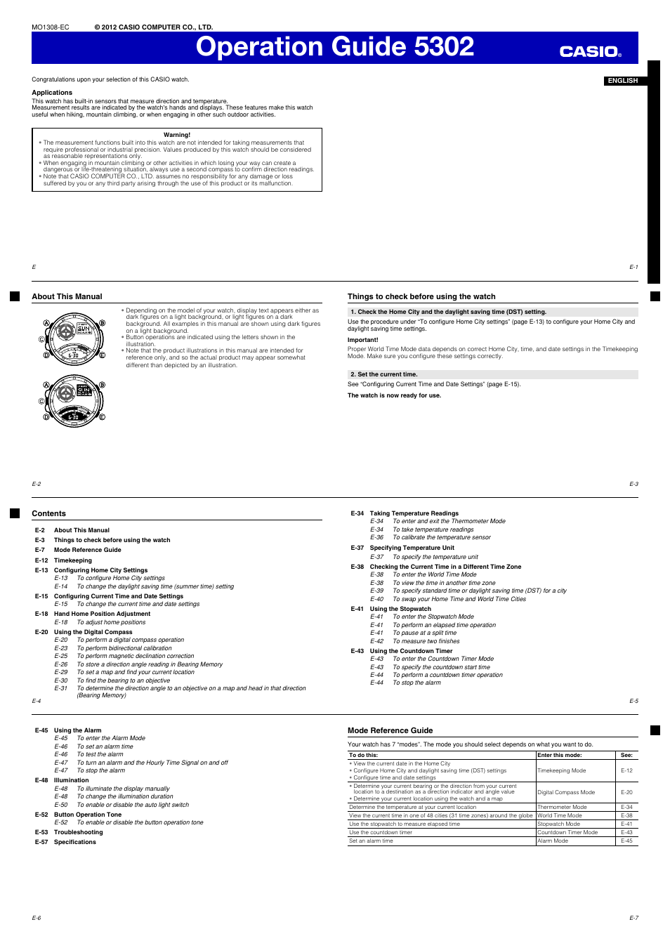 G-Shock GA-1000 User Manual | 8 pages