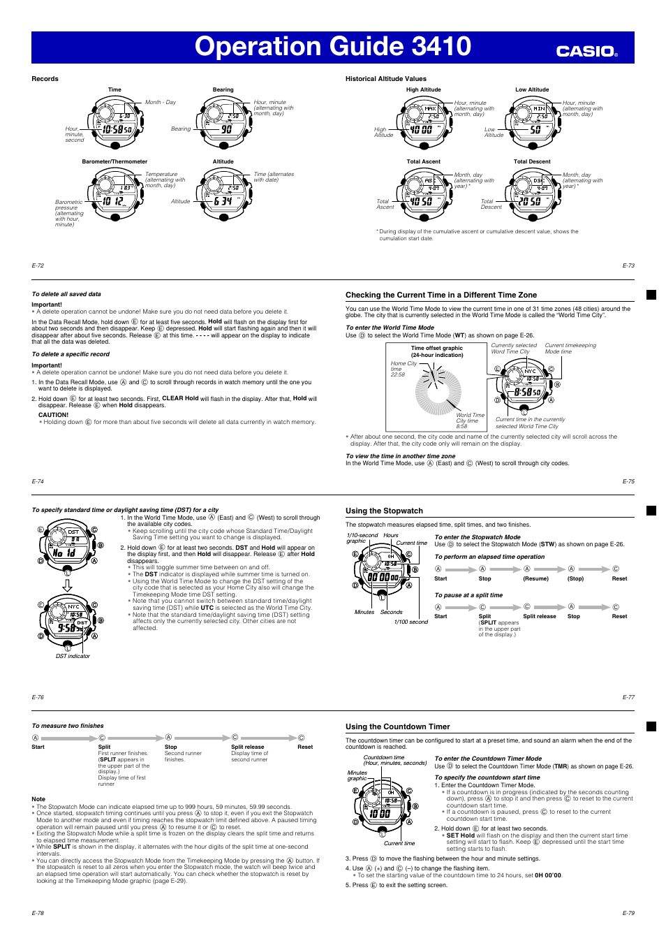 Operation guide 3410 | G-Shock 3410 User Manual | Page 10 / 14