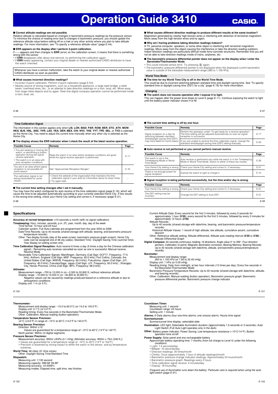 Operation guide 3410 | G-Shock 3410 User Manual | Page 13 / 14