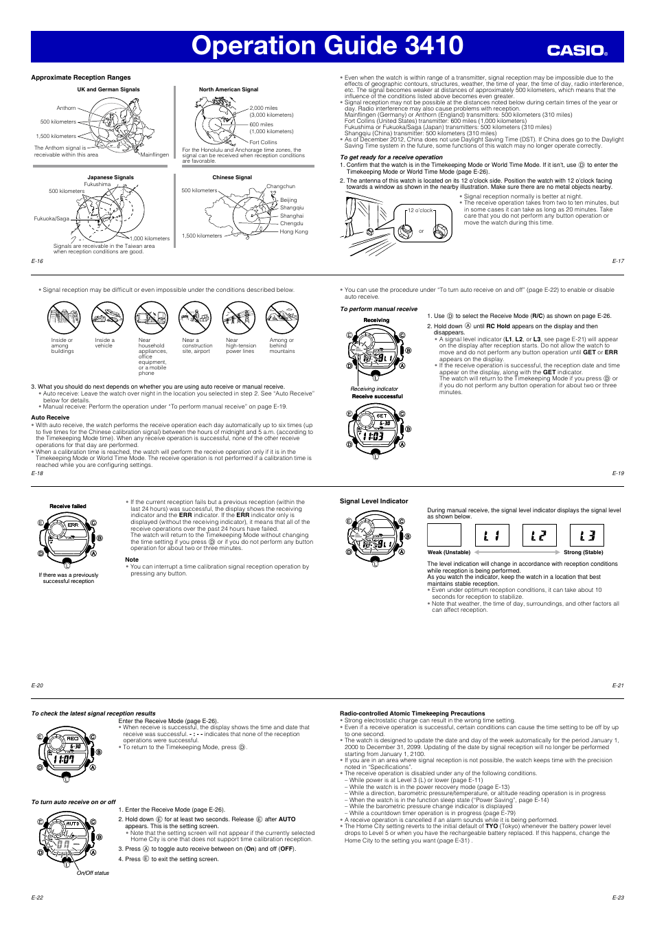 Operation guide 3410 | G-Shock 3410 User Manual | Page 3 / 14